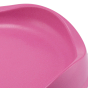 Close up of Beco Pets pink sustainable bamboo cat food bowl on a white background.