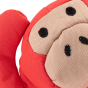 Close up of Beco Pets recycled plastic cuddly monkey pet toy on a white background.
