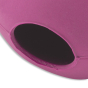 Close up of Beco Pets pink natural rubber treat ball dog toy on a white background.
