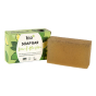Bio-D natural Vegan aloe vera and lime soap bar on a white background next to its green cardboard box