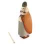 Bumbu eco-friendly wooden Shepard with beard toy stood next to his staff on a white background