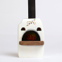 Close up of the Bumbu wooden pizza oven toy on a white background