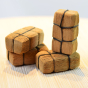 Bumbu childrens wooden haystack toy block set stacked up on a light wooden work top 