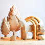 Bumbu Natural Wooden Stacking Arches. The arches are paired with trees, a rabbit and a unicorn.