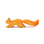 Side view of the Bumbu plastic free wooden running squirrel toy on a white background