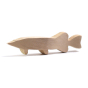 Bumbu eco-friendly plastic free wooden toy pike fish with no paint coating on a white background