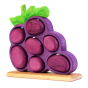 Bumbu handmade wooden stacking grape punnet toy on a white background