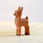 Bumbu eco-friendly wooden brown deer fawn toy figure stood on a white background