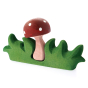 Bumbu kids wooden mushroom in grass toy set on a white background