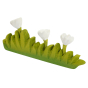Bumbu plastic-free large wooden grass with white flower toy on a white background