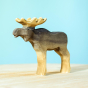 Bumbu Wooden Male Moose figure pictured on a blue background