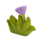 Bumbu plastic-free small wooden grass with purple flower toy on a white background