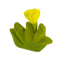 Bumbu handmade wooden yellow flower and grass toy on a white background