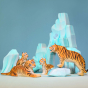 Tiger family with bumbu icy cliffs 