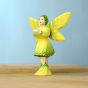 Bumbu Wooden Woodland Fairy. Adorned with beautiful woodland green colours the Bumbu Woodland Fairy looks right at home in magical forest play scenes. This Bumbu Fairy has geen hair, outstretched arms and hands in front of them, a green dress and boots wi