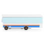 Side of the Candylab collectable wooden Tiny Town bus toy on a white background