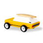 Candylab collectable yellow toy truck on a white background