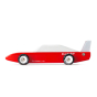 Candylab handmade wooden red sunbird racing car toy on a white background