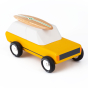 Candylab kids handmade wooden gold cotswold car toy on a white background