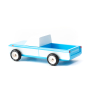 Candylab handmade wooden sierra blue pickup truck toy on a white background