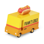 Candylab Frank's hot dog truck toy on a white background
