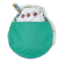 Close eco-friendly reusable breast pads inside the brights breast pad pouch on a white background