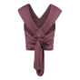 Back of the Close caboo cotton blend baby carrier in the burgundy colour on a white background