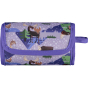 Pop-in Moose purple change and go mat rolled up with moose and chickens on white background