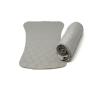 Close grey Reusable Fleece Nappy Liners and rolled up liners on a white background