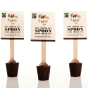 3 Cocoa Loco organic Fairtrade dark hot chocolate spoons on a white background