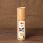 Tube of Cocoa Loco organic Fairtrade milk chocolate and orange thins on a wooden background