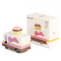Picture of the Candylab cupcake Candyvan wooden toy cupcake truck with its box.