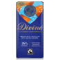 Divine Fairtrade 38% Milk Chocolate Bar with Salted Caramel 90g in packaging pictured on a plain white background