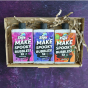 Dr Zigs Super Spooky Halloween Scented Giant Bubbles Trio with three flat pack scented bubble mix packaged in a cardboard box  on a purple background