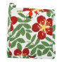 DUNS Sweden organic cotton linen kitchen pot holder in the red rosehip colour on a white background