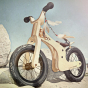 Retro graphic of the Early Rider lite wooden kids balance bike on a beach