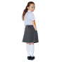 Young girl stood wearing a white top with an Eco Outfitters FairTrade organic cotton Jersey Skirt on a white background