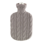 Ecoliving Natural Rubber Hot Water Bottle with a Grey Stone cable knit effect pictured on a plain white background 