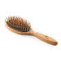 Ecoliving oval bamboo hairbrush with a black cushion and wooden pins on a white background