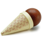 Erzi Brown Ice Cream Cone Wooden Play Food on a white background