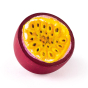 Erzi plastic-free wooden play food passion fruit on a white background