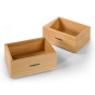 2 mini wooden Fagus stacking boxes on a white background