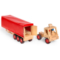 Fagus eco-friendly wooden lorry toy with its rear doors open on a white background