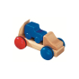 Fagus eco-friendly mini wooden car transporter lorry toy on a white background with a little blue car on the back
