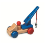 Fagus handmade wooden mini tow truck toy on a white background