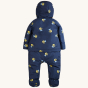 Back view of the Frugi Waterproof All-In-One Suit - Buzzy Bee on a plain background.