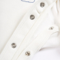 Fastener detail on the Frugi Embroidered Babygrow - Buzzy Bee.