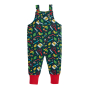 Frugi organic cotton kids dungarees with the free to grow cuffs extended on a white background