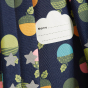Padded straps and name tag detail on the Frugi Explorers Backpack - Acorns / Honeysuckle.