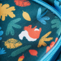 Pattern detail on the Frugi Little Adventurers Backpack - Fir Tree / Rainbow Leaves.